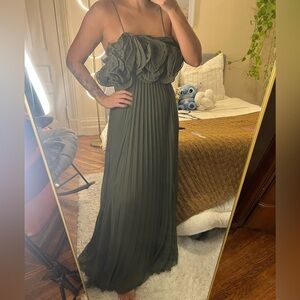 FARM Rio One Shoulder Olive Green Dress